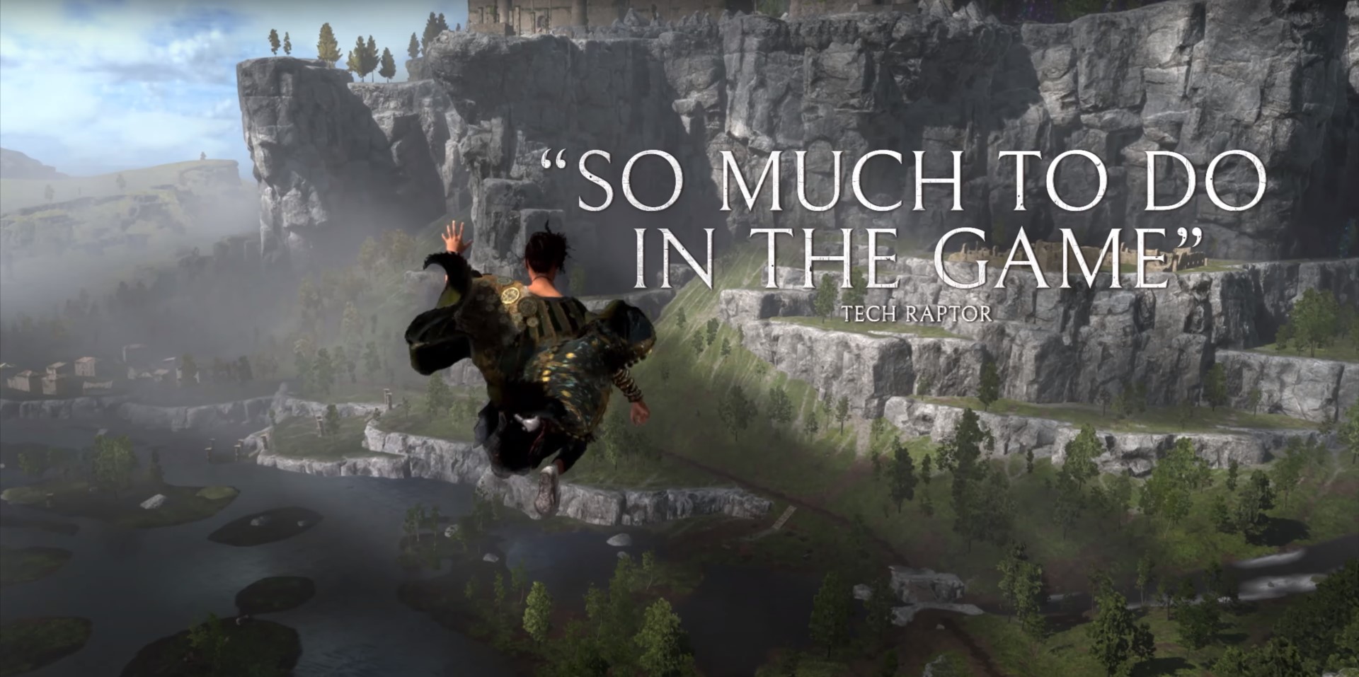 Frey from Forspoken leaping through the air.