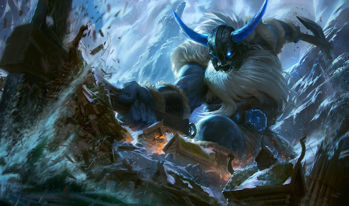 Glacial Olaf splash art in League of Legends